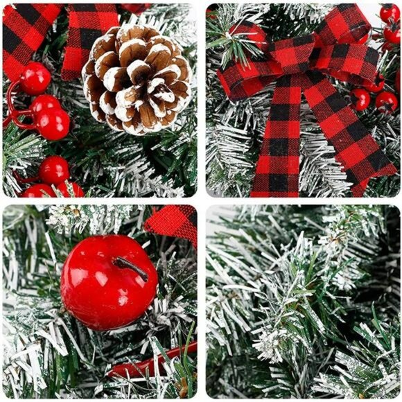 24 Inch Pre-Lit Christmas Wreath with 50 LED Lights Mixed Christmas Decoration - Picture 2 of 7